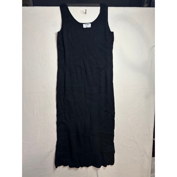 Old Navy Dresses & Skirts - Old Navy Womens Black Ribbed Knit Sleeveless Midi Dress Size L Scoop Neck
